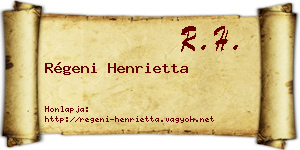 Régeni Henrietta névjegykártya